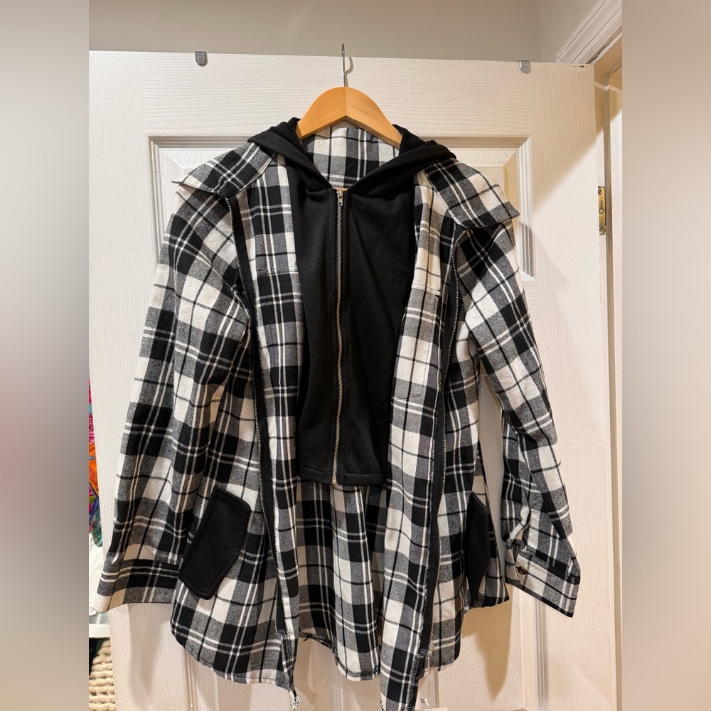 Camisa Black & White Plaid Jacket